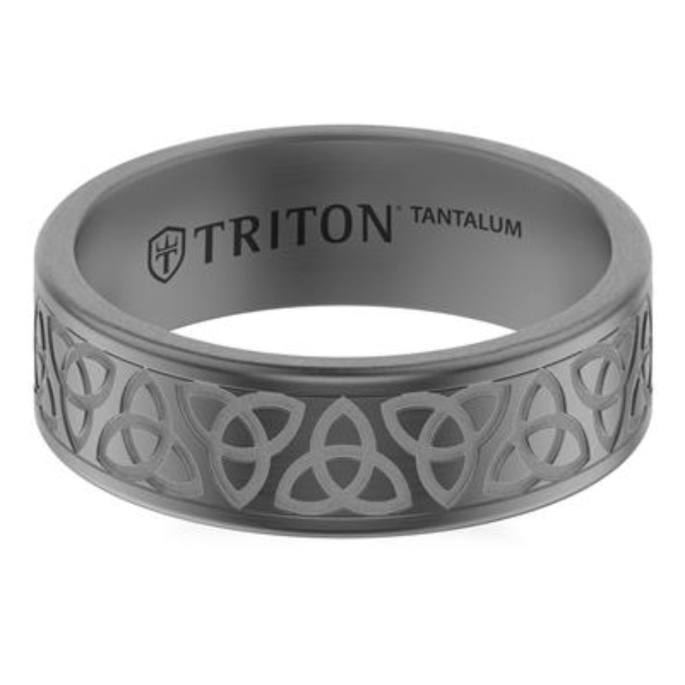 Triton tantalum ring with Celtic knot design on a white background