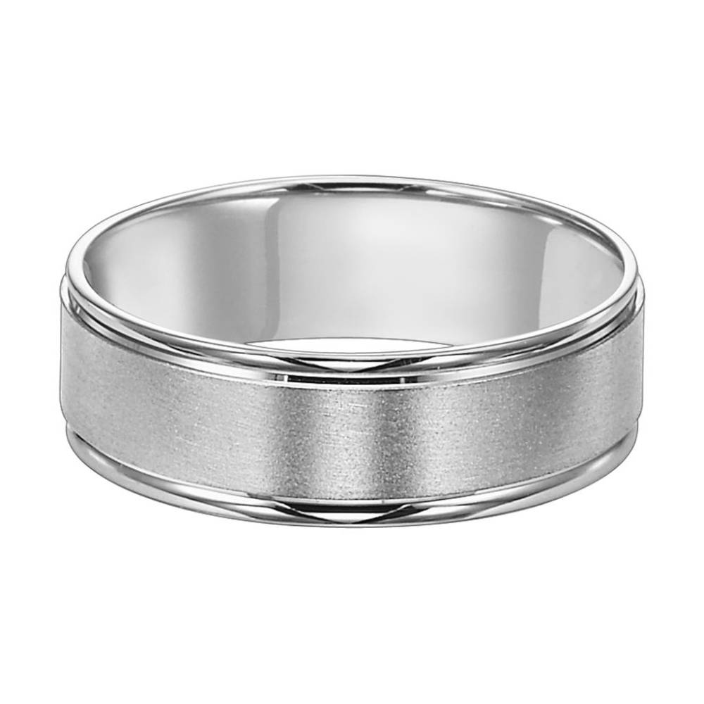 Men's 6mm Flat Round Edge Carved Wedding Band