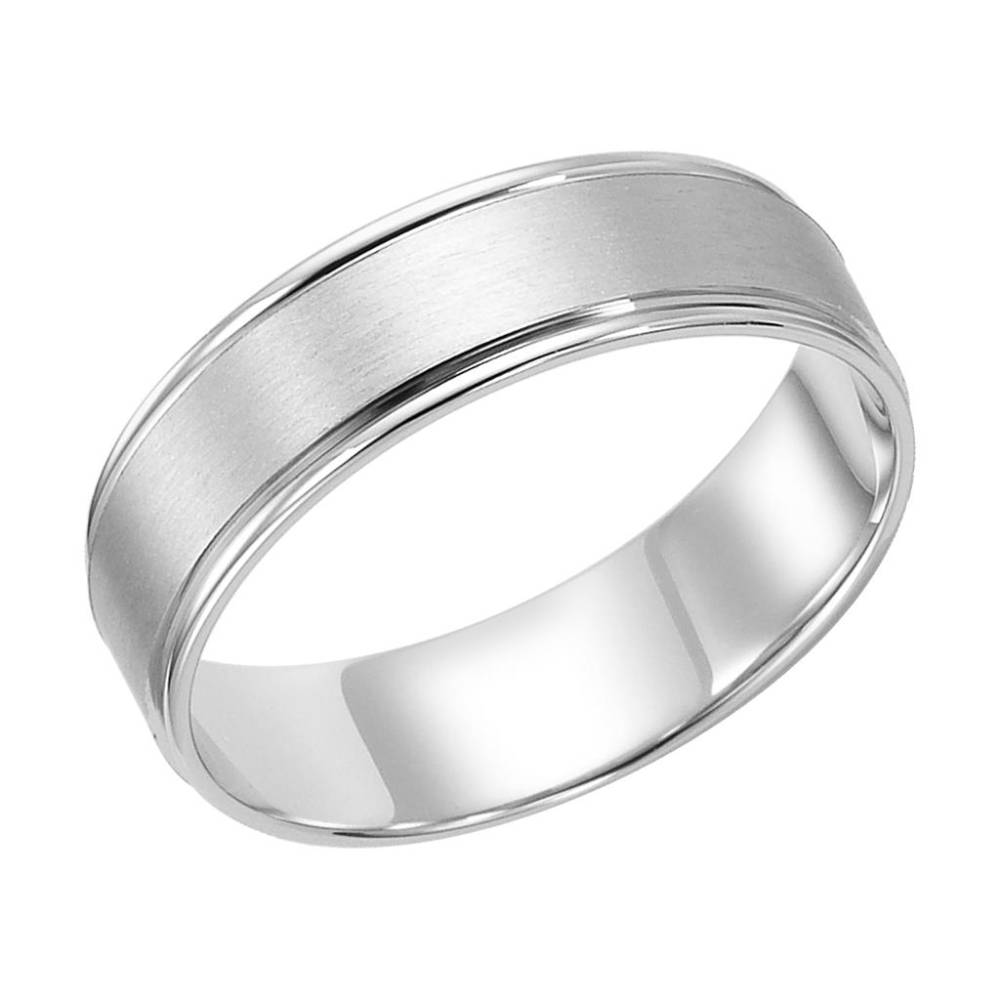 Men's 6mm Flat Round Edge Carved Wedding Band
