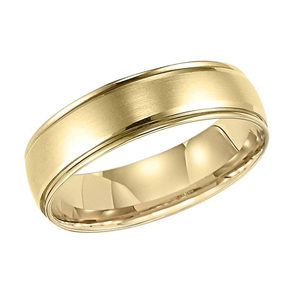 Men's 14k Gold 6mm Low Dome Brush Finish Round Edge Comfort Fit Wedding Band