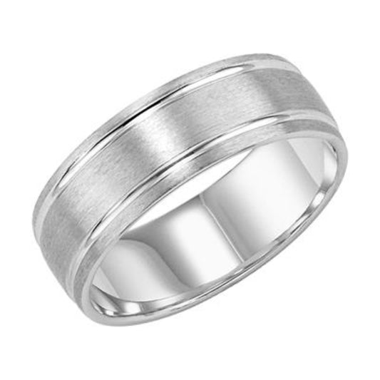 Men's 14k 8mm Low Dome Carved Wedding Band
