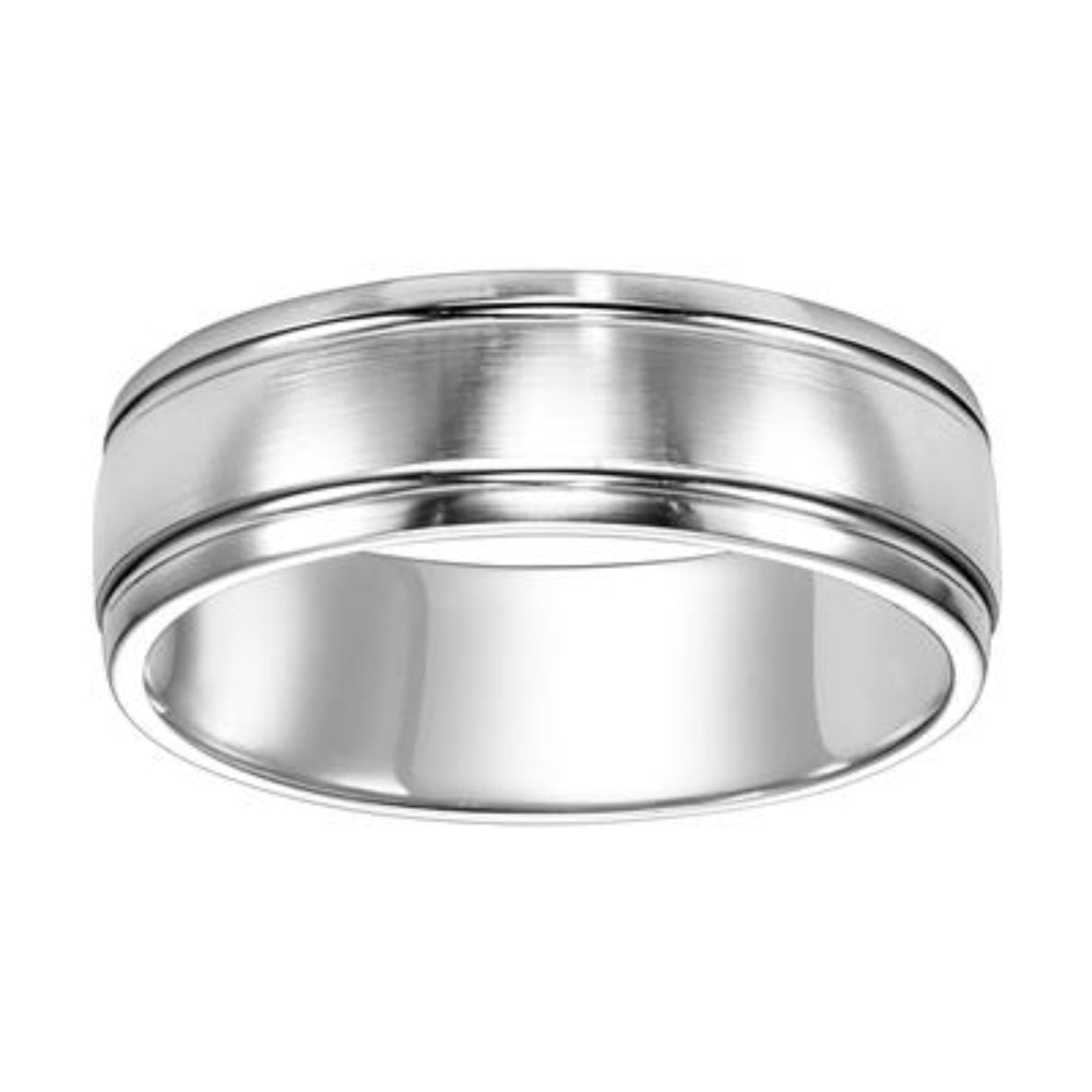 Men's 14k 8mm Low Dome Carved Wedding Band