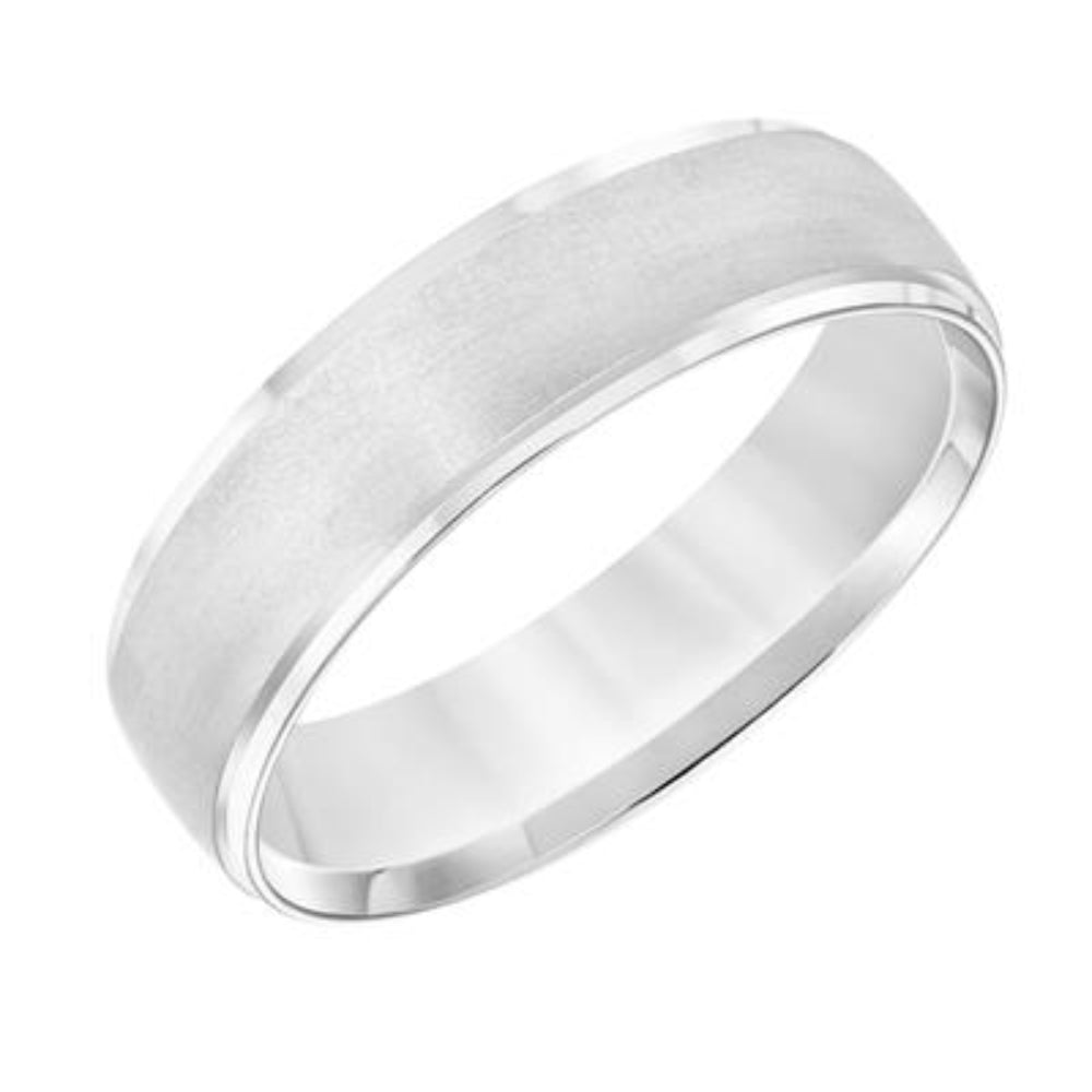 Men's 6mm Low Dome Flat Edge Carved Wedding Band