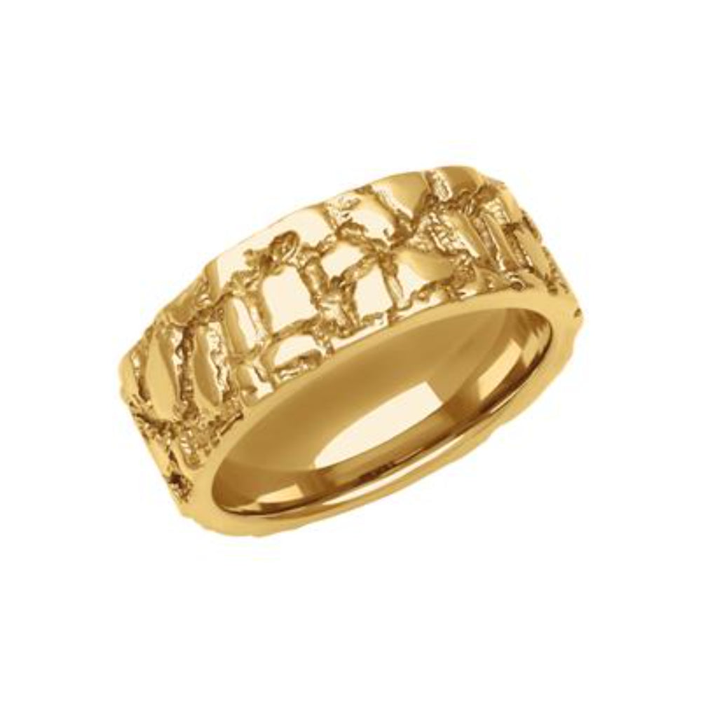 Mens 8mm Gold Nugget Band