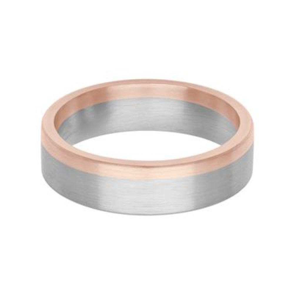 Men's 6mm 18k & Platinum Asymmetrical Fusion Band