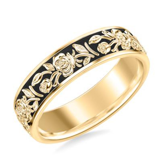 Men's 6mm Carved Floral Wedding Band