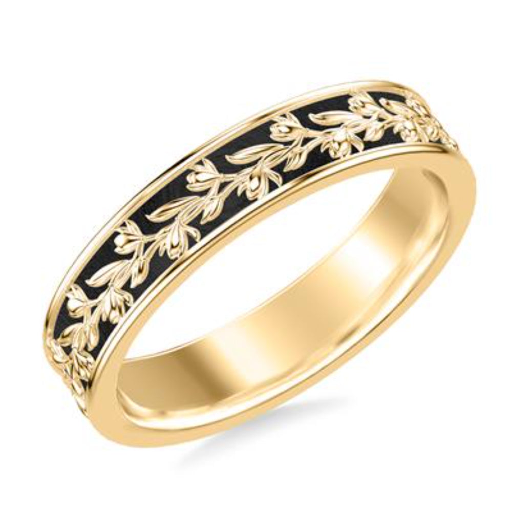 Men's 5mm Carved Floral Wedding Band