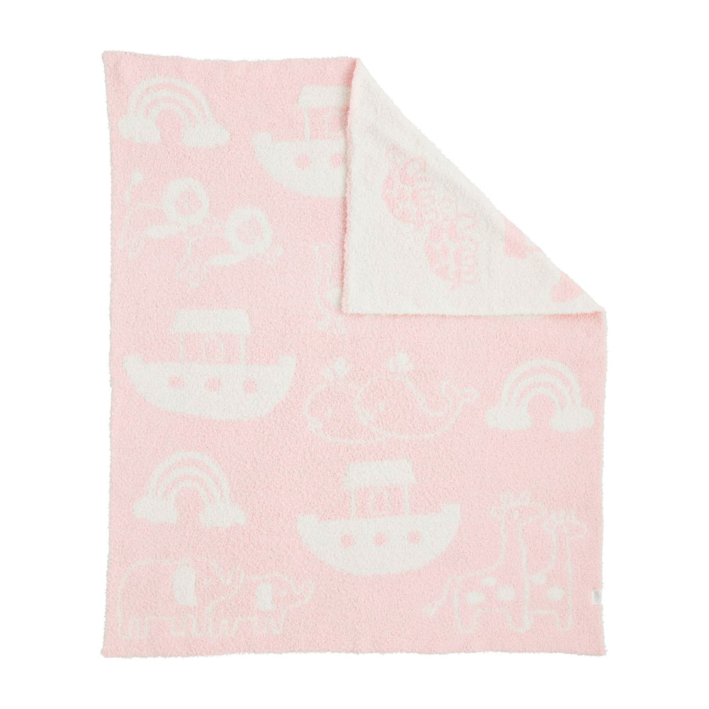 Mud Pie Pink Noah's Ark Chenille Blanket