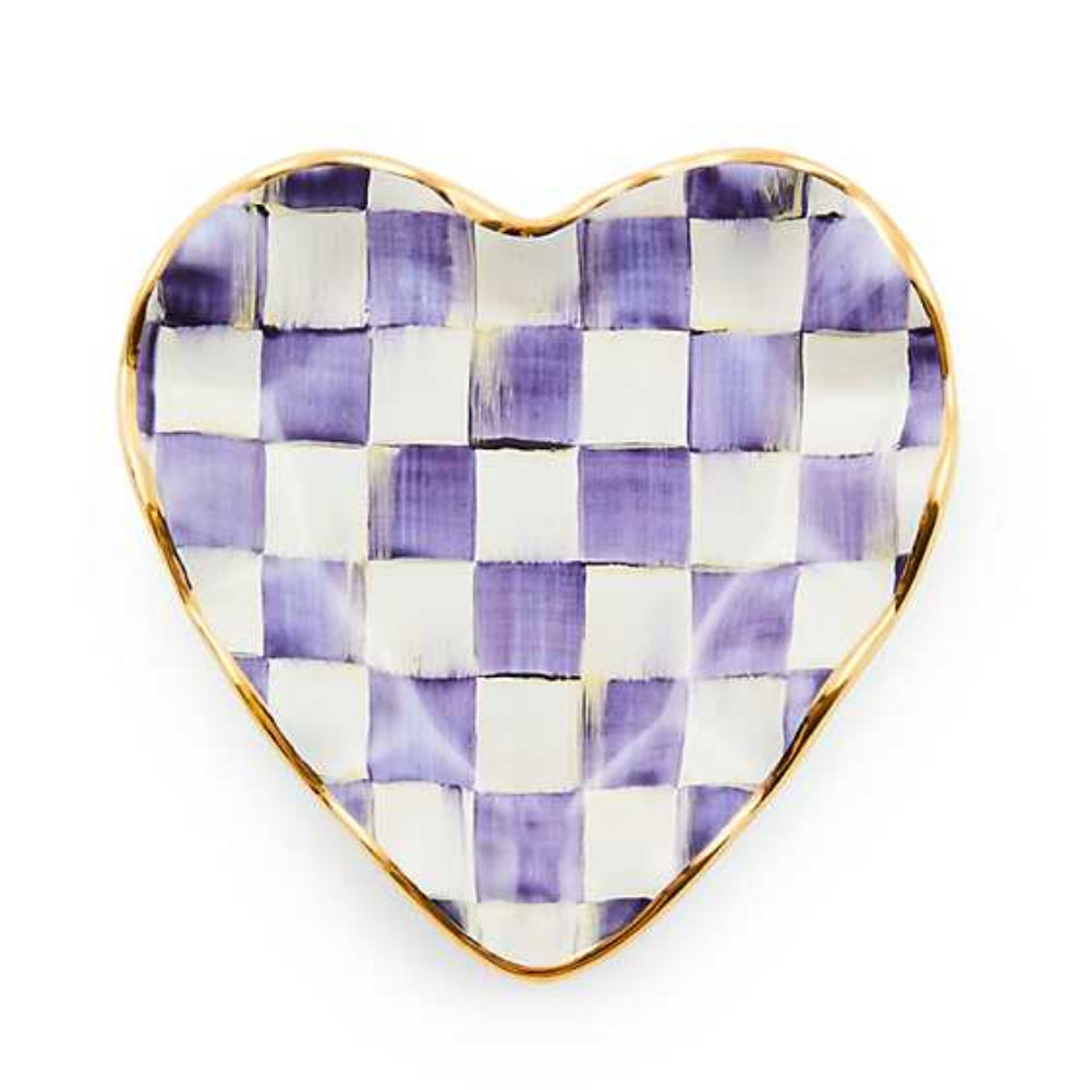 MacKenzie-Childs Plum Check Fluted Ceramic Heart Plate