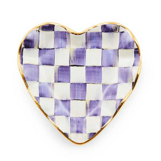 MacKenzie-Childs Plum Check Fluted Ceramic Heart Plate