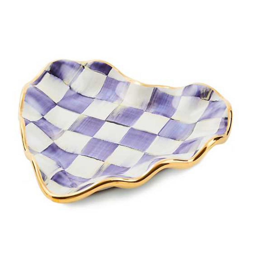 MacKenzie-Childs Plum Check Fluted Ceramic Heart Plate