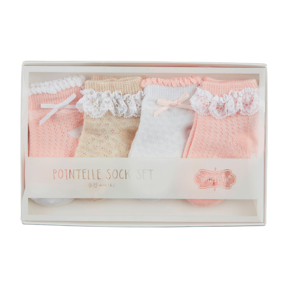Mud Pie Pink Pointelle Baby Sock Set