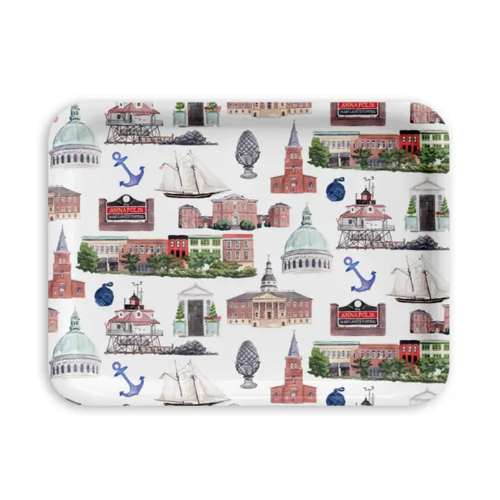 An Annapolis small serving tray on a white background. 