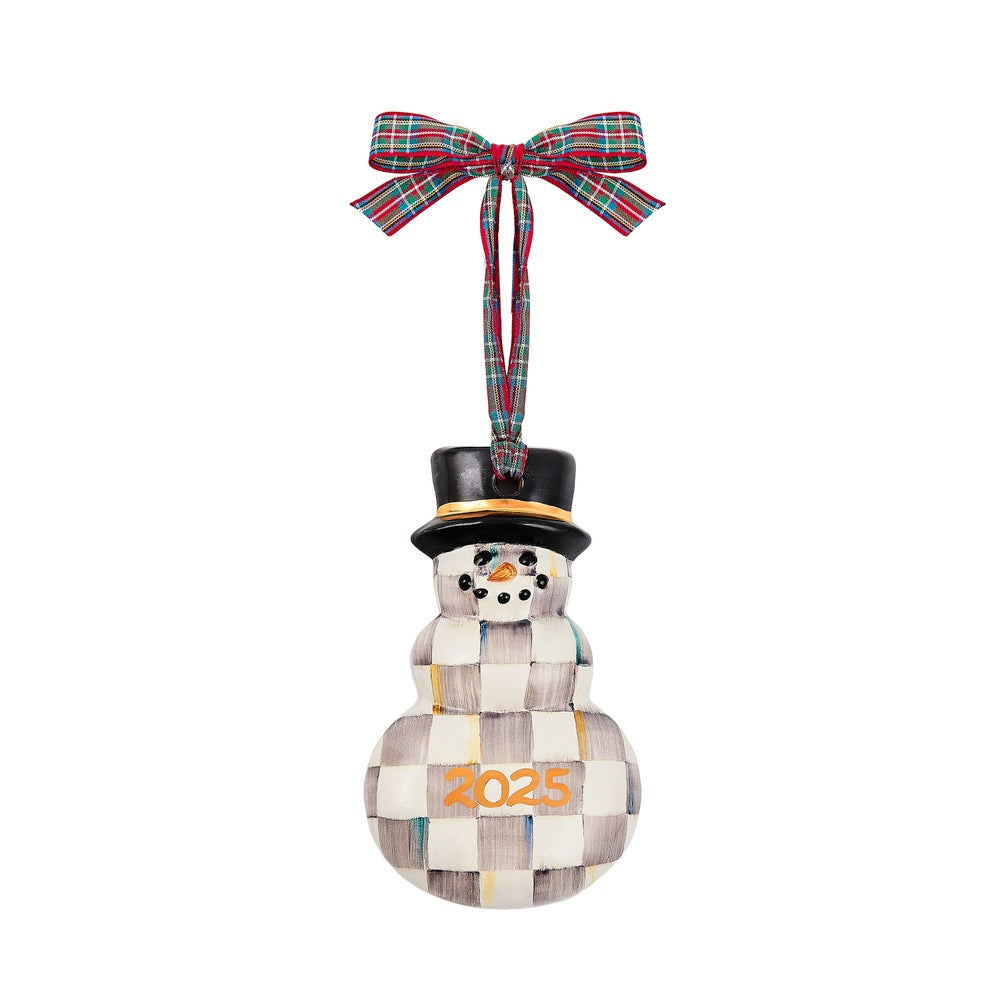 MacKenzie-Childs Sterling Check 2025 Snowman Ornament