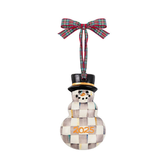 MacKenzie-Childs Sterling Check 2025 Snowman Ornament