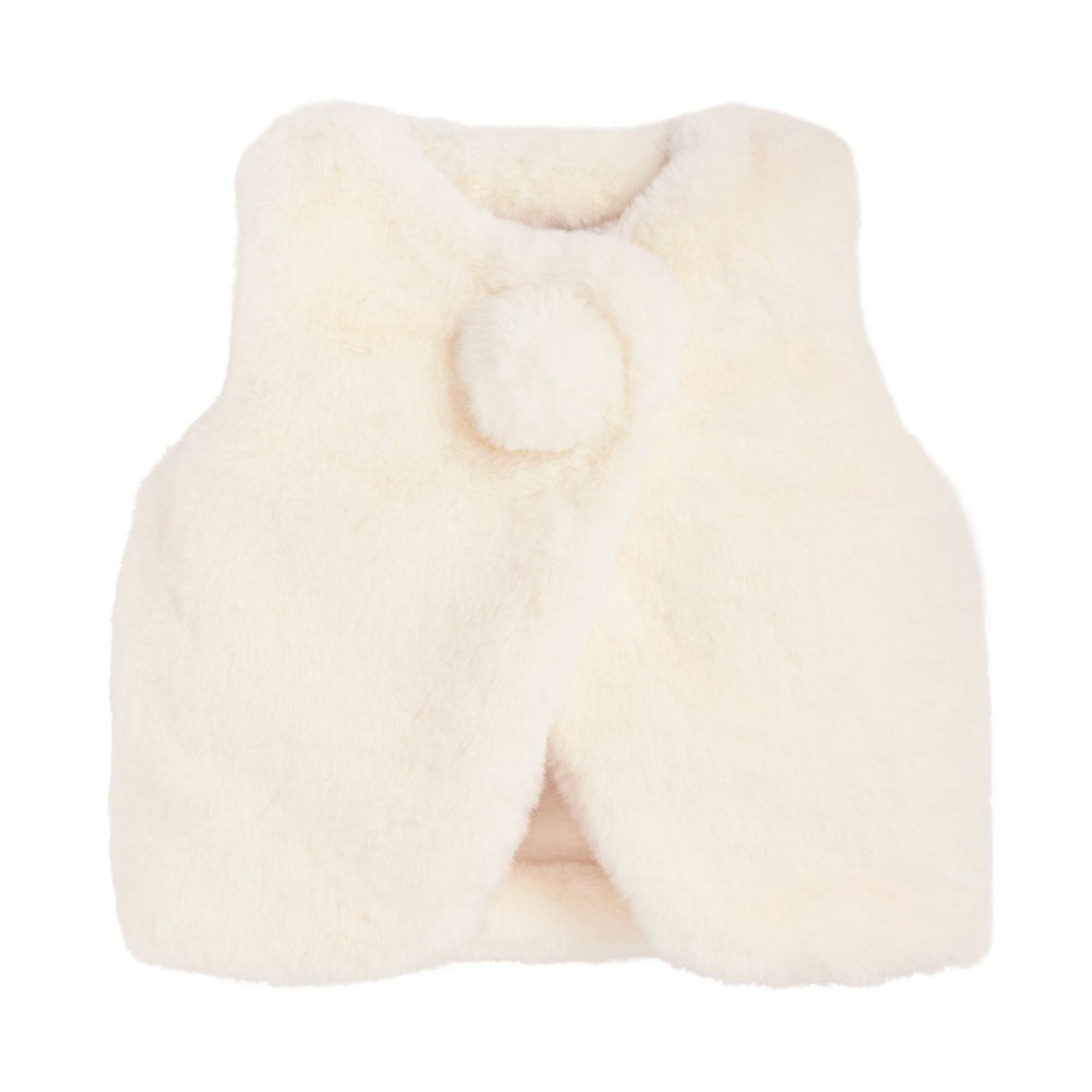 Children's white Ivory fur vest on a white backround.