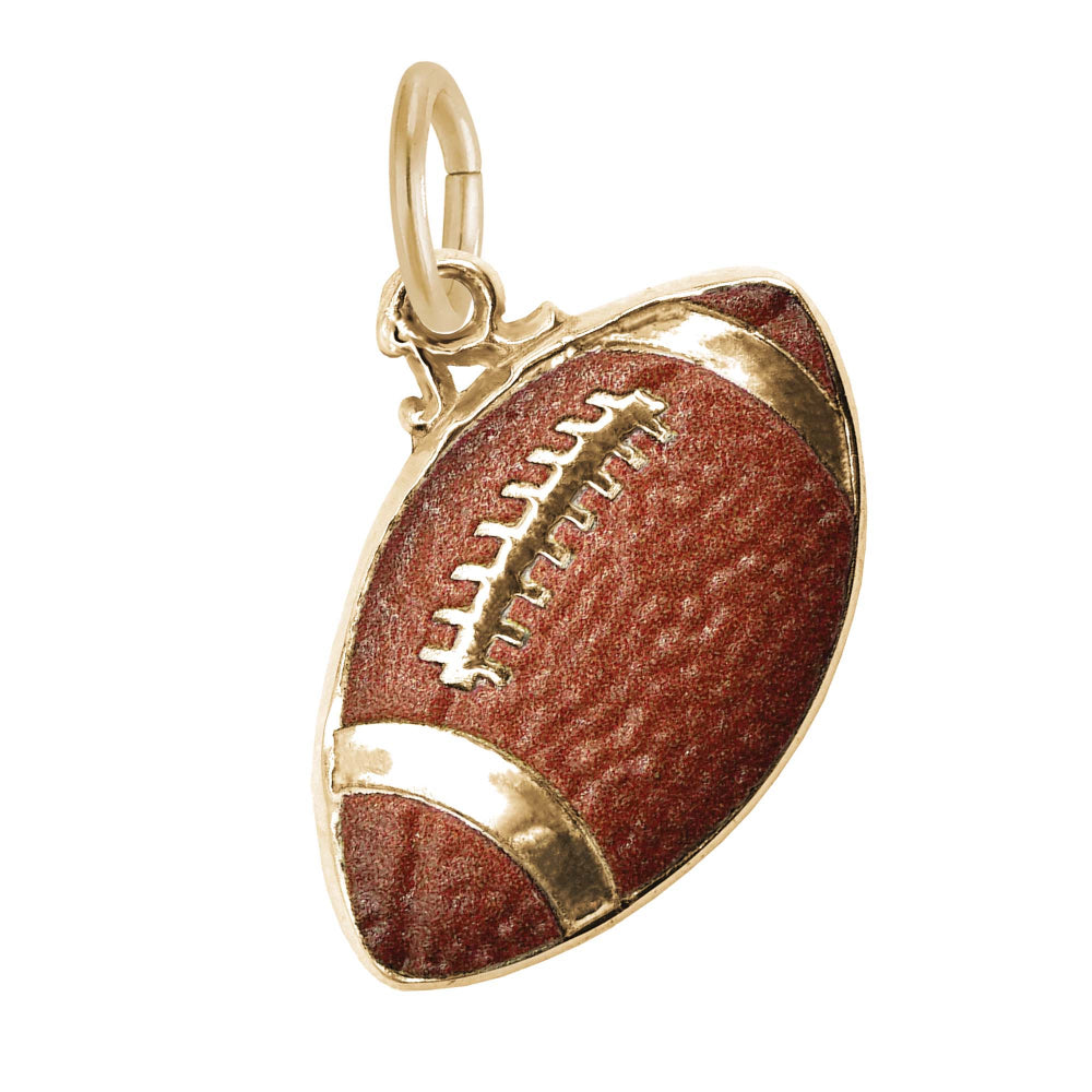 Football-shaped charm with gold accents on a white background