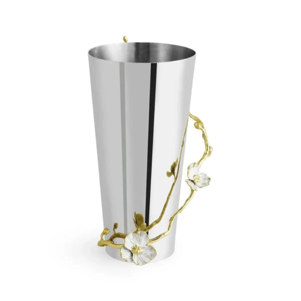 A large orchid vase on a white background. 