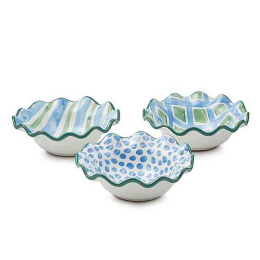 MacKenzie-Childs Paper & Pencil Fluted Berry Bowls - Set of 3