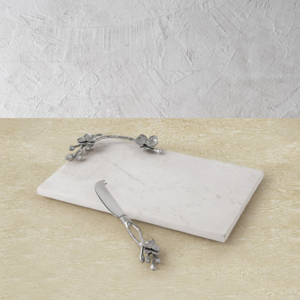 Michael Aram Small White Orchid Cheese Board with Knife