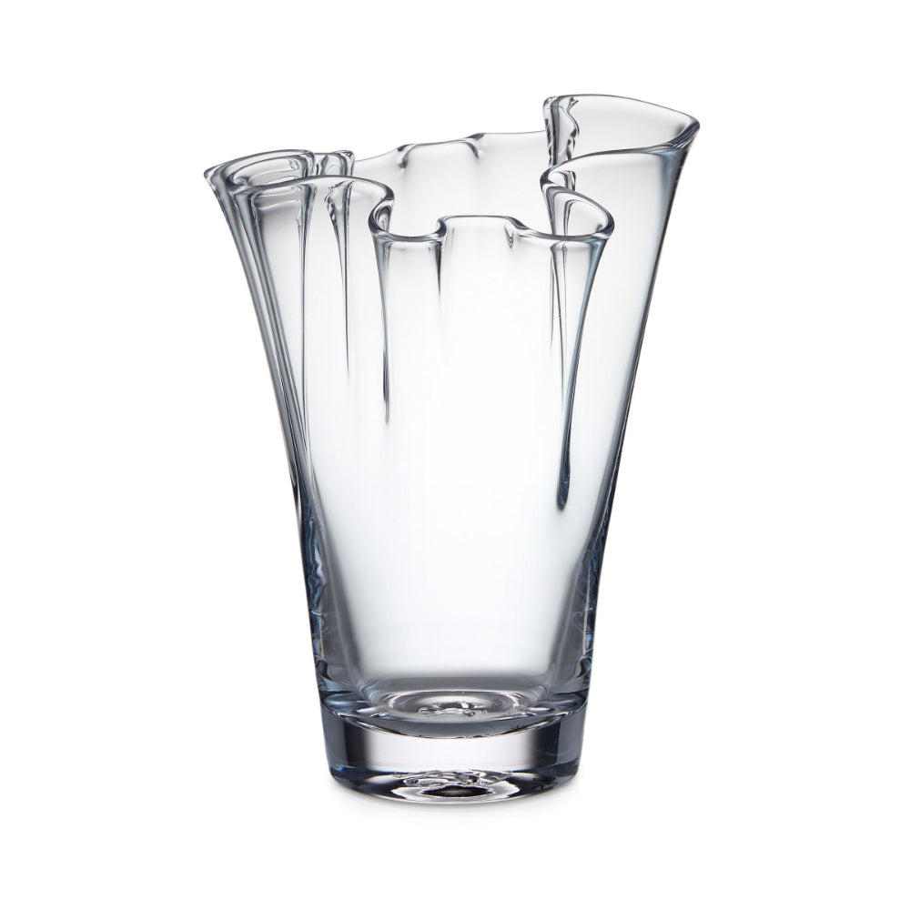 Anemone vase with clear color and wavy designs on a white background.