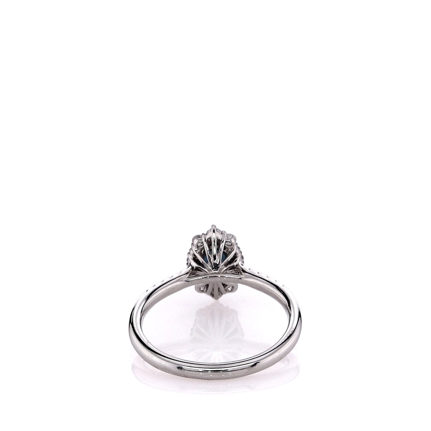 14k White Gold Oval Sapphire and Diamond Halo Ring