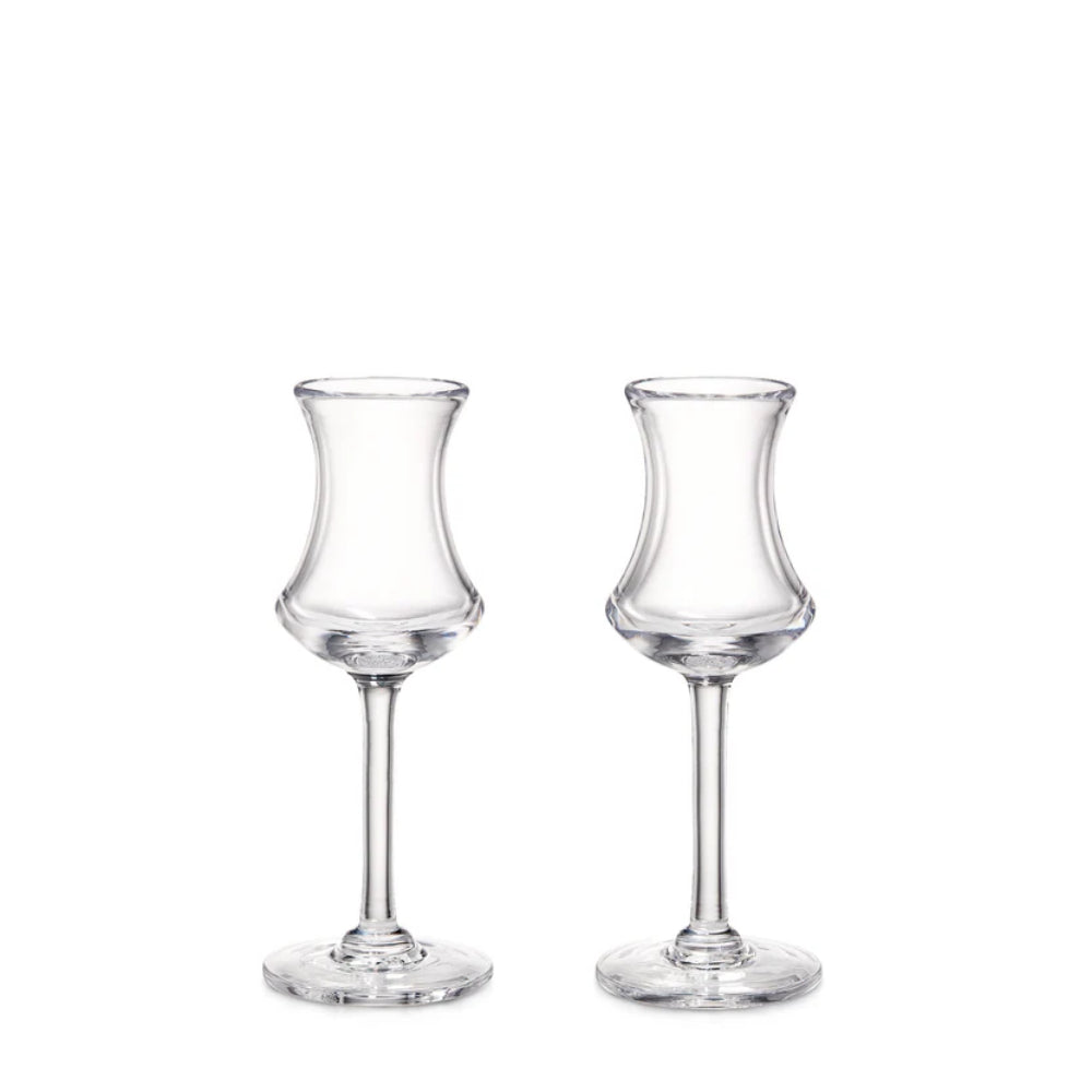 Two small glasses on a white background