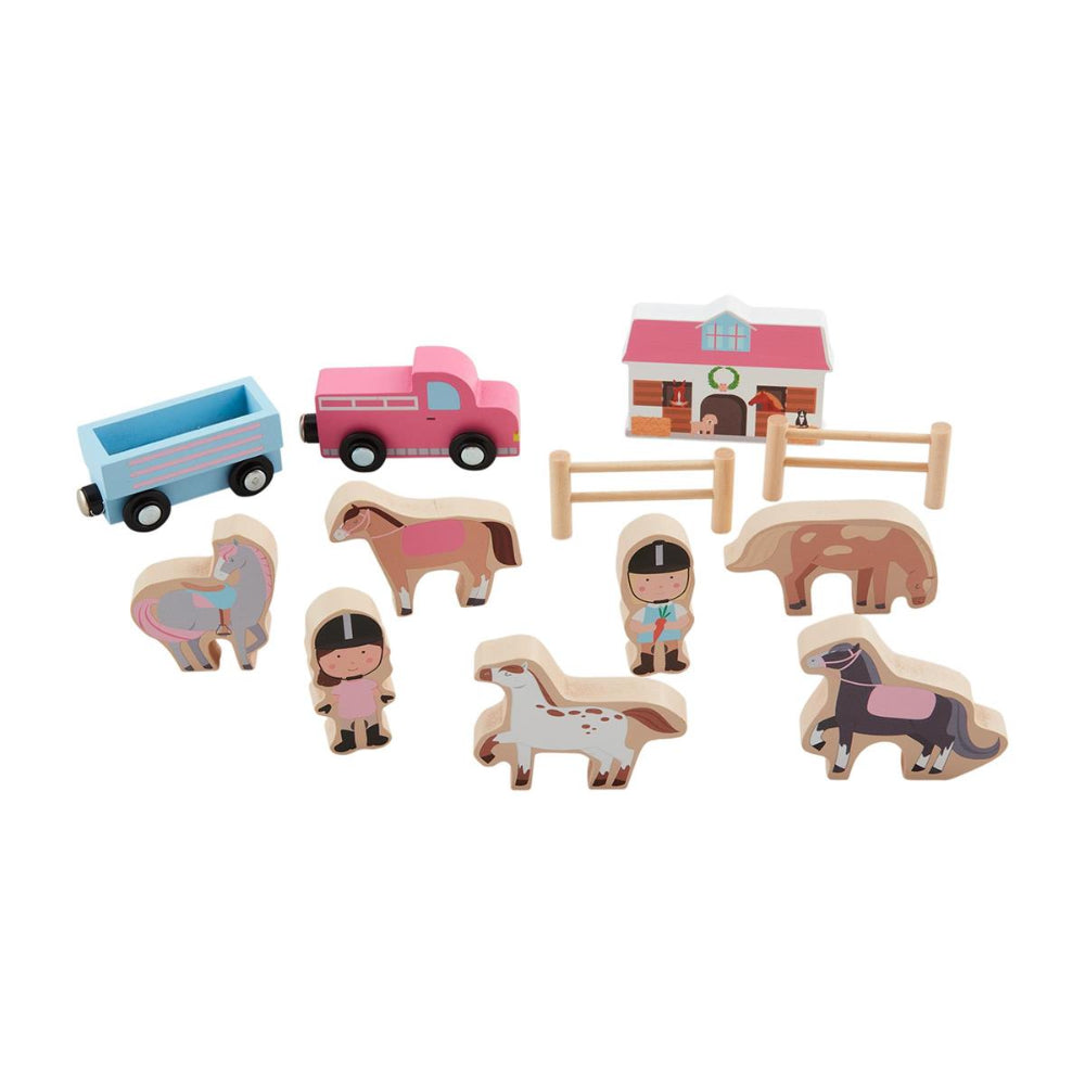 Mud Pie Horse Stable & Animal Farm Wood Toy Sets