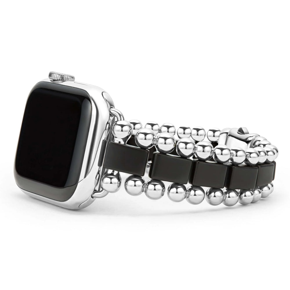 Lagos Smart Caviar Matte Black Ceramic and Stainless Steel Watch Bracelet, 38-45mm