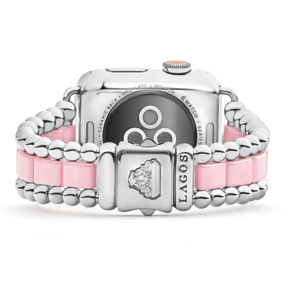 Lagos Smart Caviar Pink Ceramic and Stainless Steel Watch Bracelet 38-45mm
