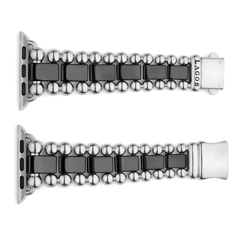 Lagos Smart Caviar Black Ceramic and Stainless Steel Watch Bracelet, 38-45mm