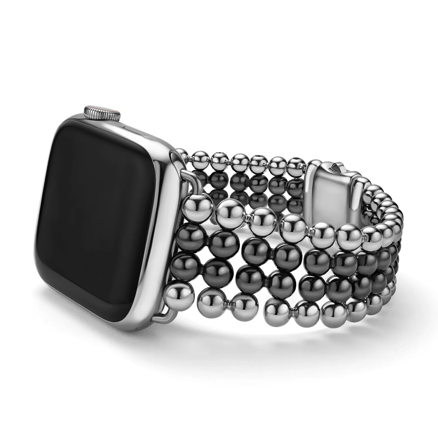 Lagos Smart Caviar Black Ceramic and Stainless Steel Infinite Watch Bracelet, 38-45mm