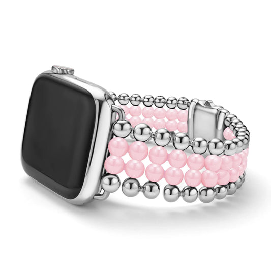 Lagos Smart Caviar Pink Ceramic and Stainless Steel Infinite Watch Bracelet, 38-45mm
