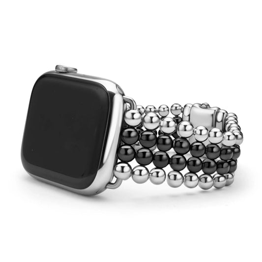 Lagos Smart Caviar Black Ceramic and Stainless Steel Infinite Watch Bracelet, 42-49mm