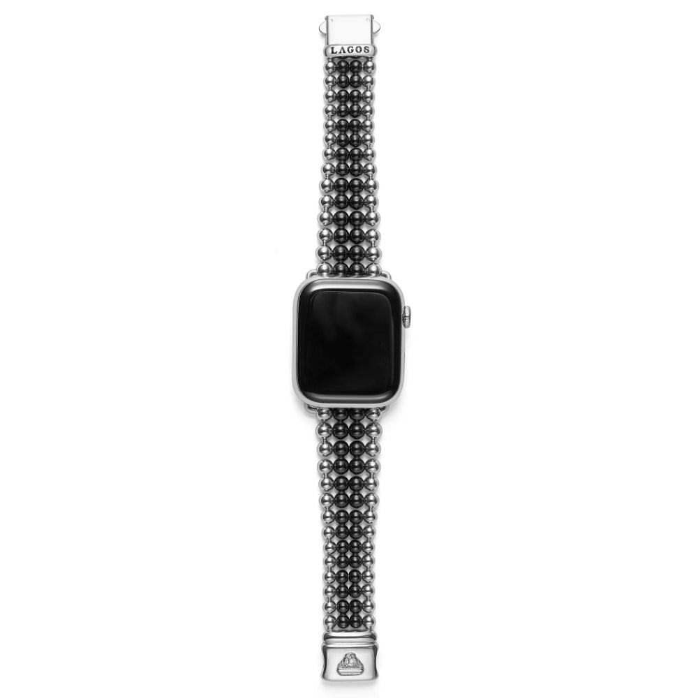 Lagos Smart Caviar Black Ceramic and Stainless Steel Infinite Watch Bracelet, 42-49mm