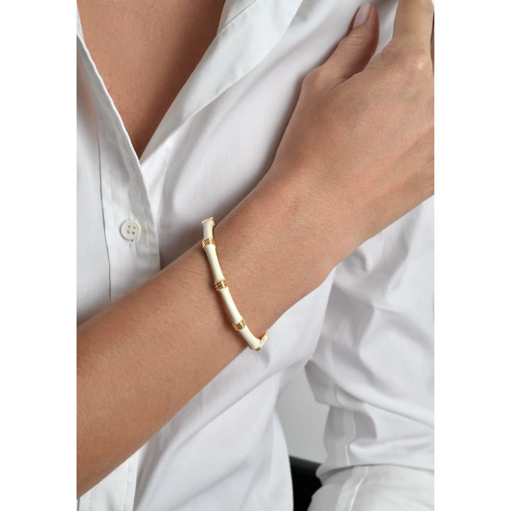 Anabel Aram Bamboo Enameled Hinged Bangle