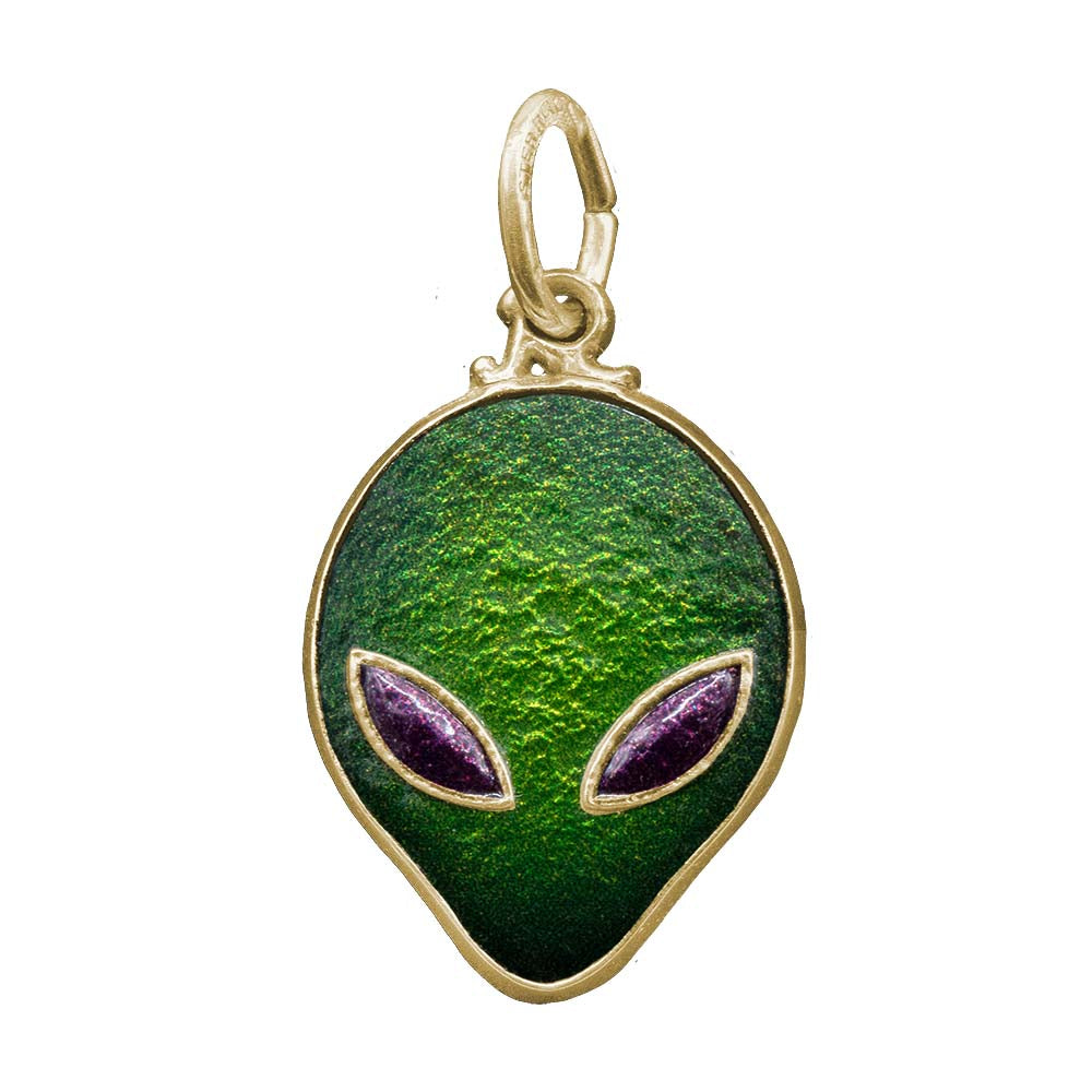 Green Alien Pendant with GoldBorder