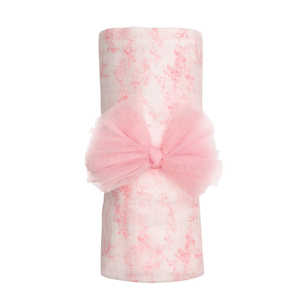 Mud Pie Pink Toile Swaddle & Headband Set