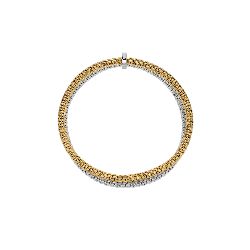 A two-tone chain link choker necklace with a gold outer layer and a silver inner layer, shown against a plain white background.