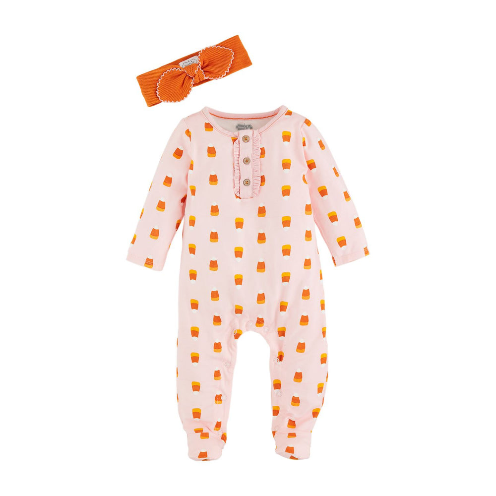 Mud Pie Candy Corn Glow Sleeper & Headband Set