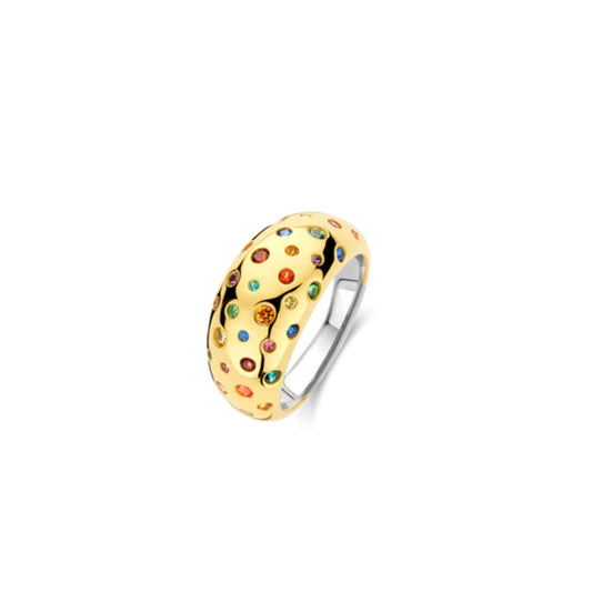 Ti Sento Domed Ring with Multi-Colored Stones
