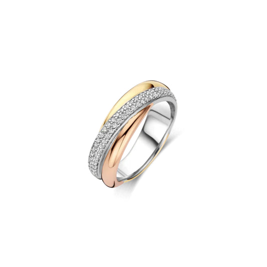 Ti Sento Tri-Tone Crossover Ring
