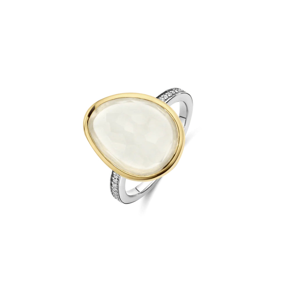 Ti Sento Two-Tone Faceted Crystal Ring