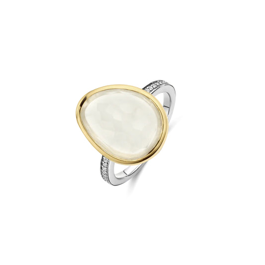 Ti Sento Two-Tone Faceted Crystal Ring