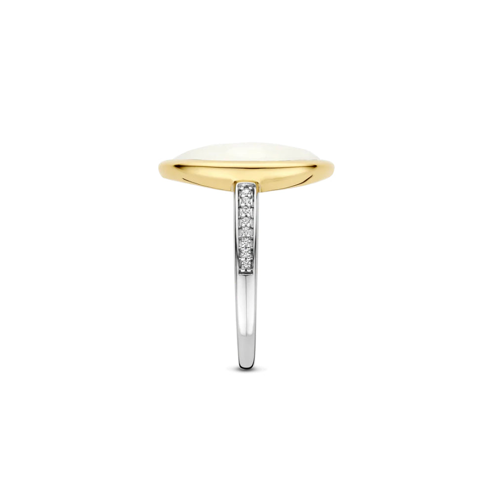 Ti Sento Two-Tone Faceted Crystal Ring