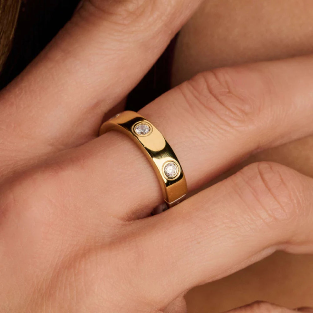 Ti Sento 18k Gold Plated Ring with Zirconia