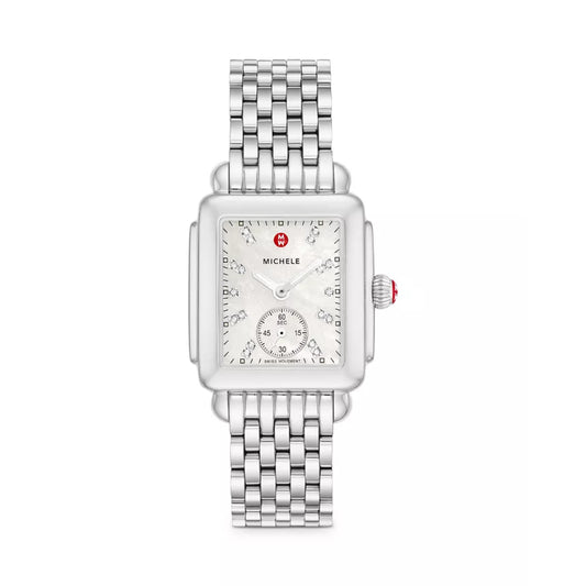 Michele Deco Mid Stainless Diamond Dial Watch
