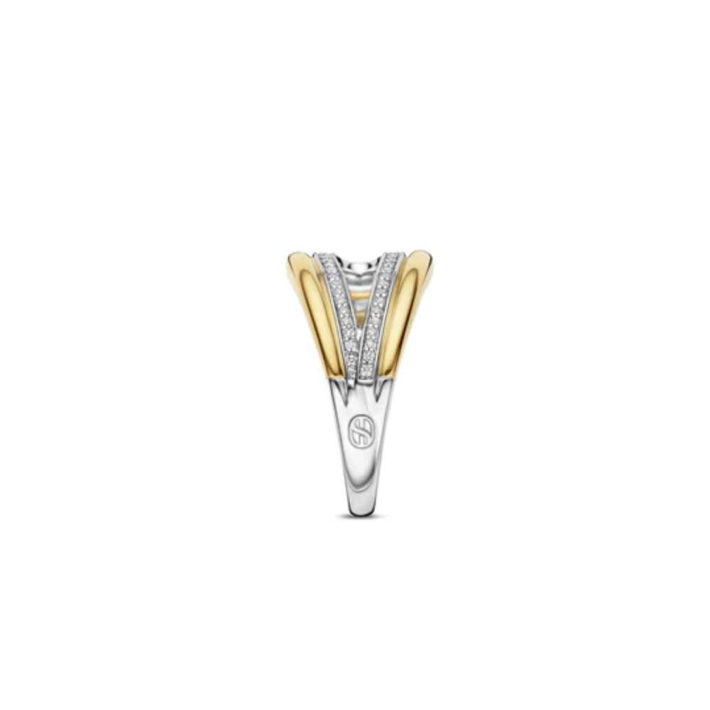 Ti Sento 18k Gold Plated Loop Ring with Zirconia