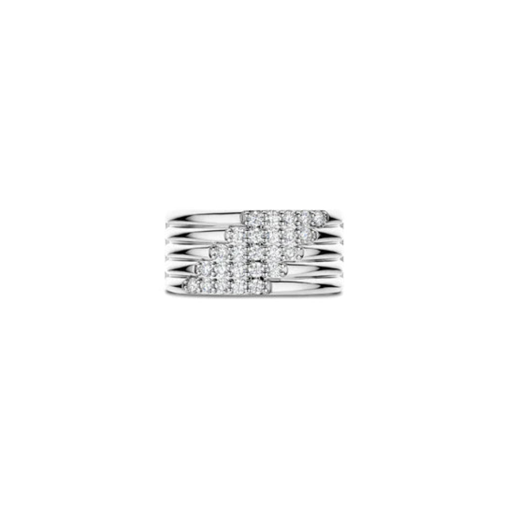 Ti Sento Stering Silver Layered Ring with Zirconia