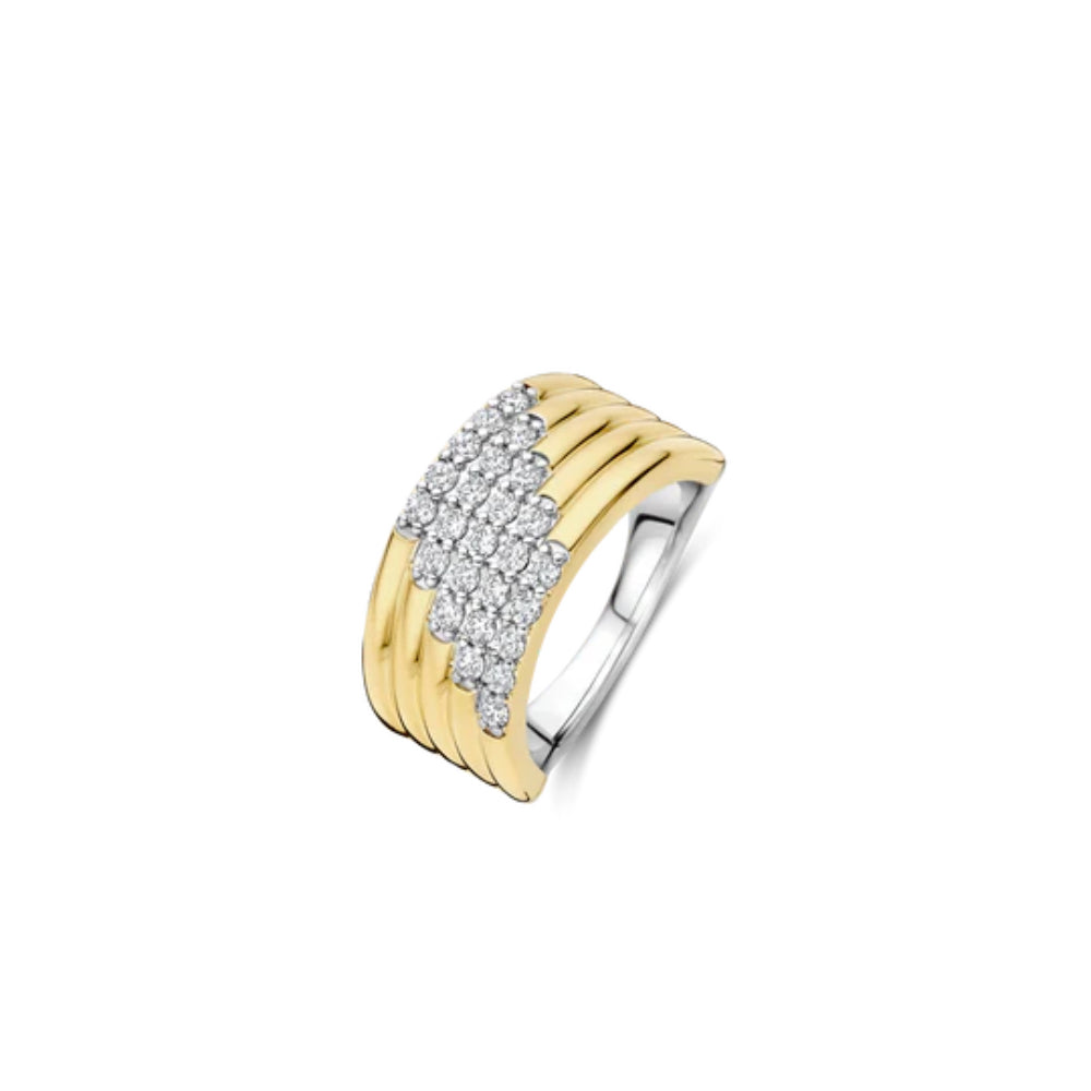 Ti Sento 18k Gold-Plated Layered Ring with Zirconia